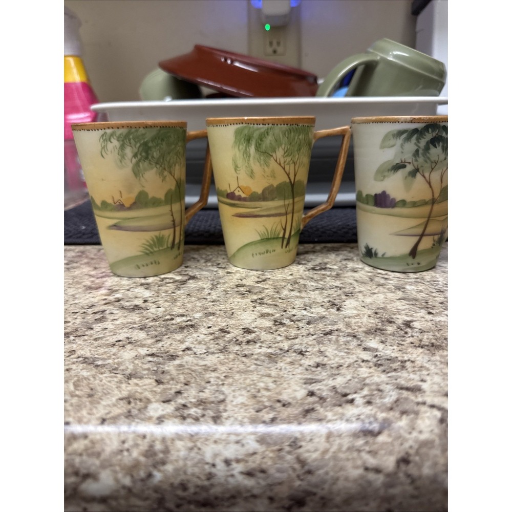 VINTAGE NIPPON MUG - WOODLAND SCENE 3 MUGS. ON EXTRA WITH DAMAGE INCLUDED 4